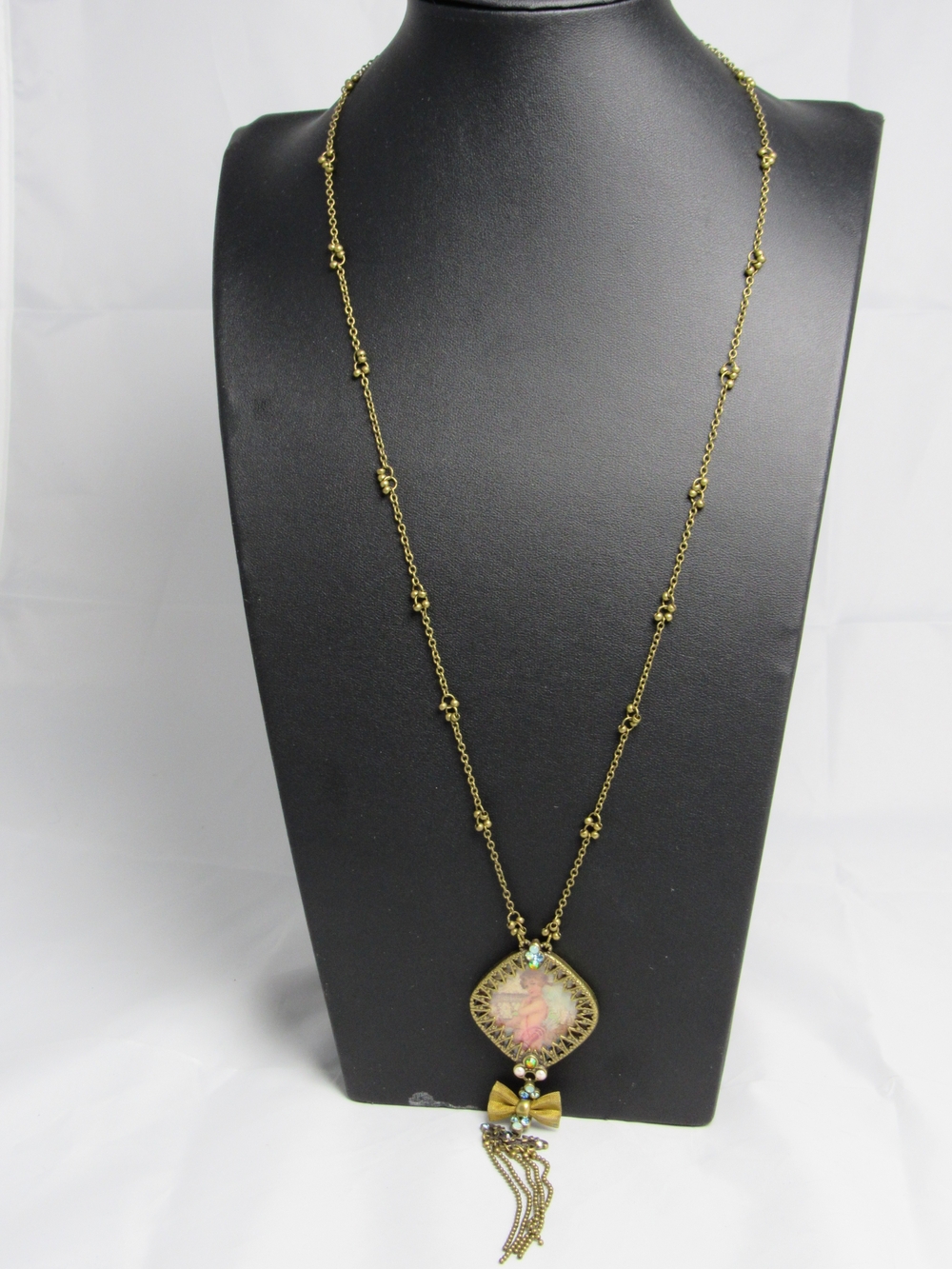 Michal Negrin Victorian Style Portrait Pendant Necklace